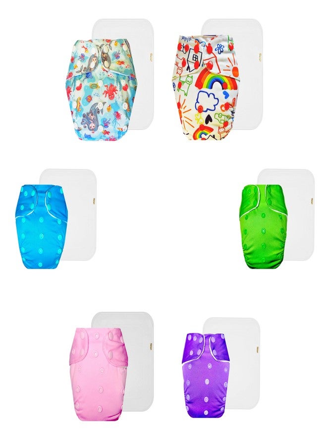 Dumbledo Premium Cloth Diaper with Cotton Insert (Pack of 6) | Hypoallergenic | Breathable | Easy to Clean | Ideal for Toddlers | 3 Months - 3 Years | Unisex Baby - Image 1