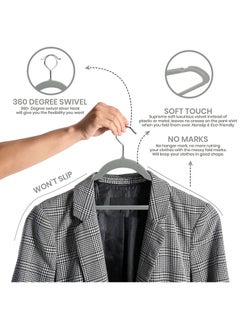 Swift 30 Pack Premium Velvet Hangers, Non-Slip Clothe Suit Hangers with 360 Degree Rotatable Hook Heavy Duty Coat Hangers Grey  - Image 5