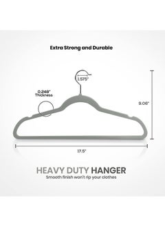 Swift 30 Pack Premium Velvet Hangers, Non-Slip Clothe Suit Hangers with 360 Degree Rotatable Hook Heavy Duty Coat Hangers Grey  - Image 2