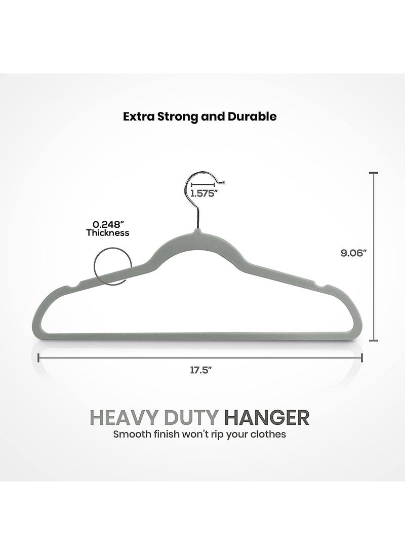 Swift 30 Pack Premium Velvet Hangers, Non-Slip Clothe Suit Hangers with 360 Degree Rotatable Hook Heavy Duty Coat Hangers Grey  - Image 2