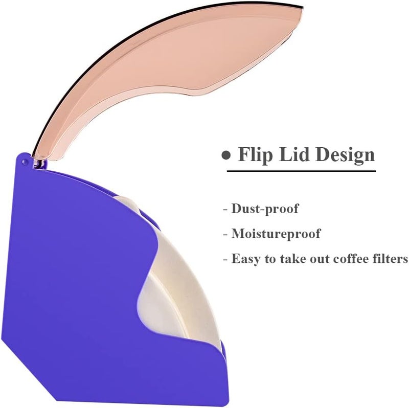 CAFEMASY Coffee Filter Holder Storage for Counter Coffee Filters Paper Dispenser Rack with Lid (Purple) - Image 4