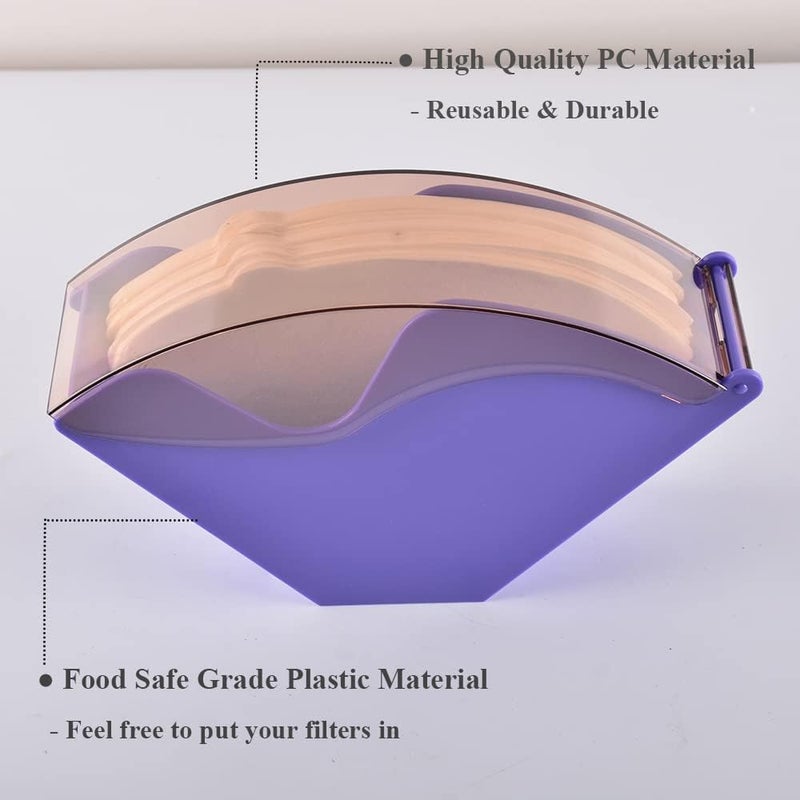 CAFEMASY Coffee Filter Holder Storage for Counter Coffee Filters Paper Dispenser Rack with Lid (Purple) - Image 3