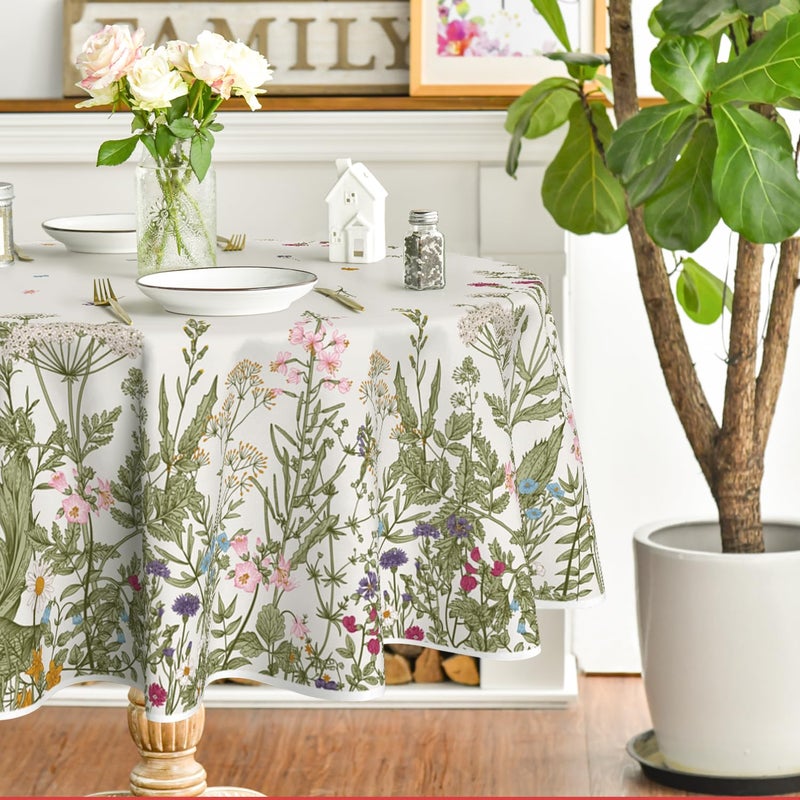 Horaldaily Horaldaily Spring Summer Tablecloth 70x70 Inch Round Wild Flowers Floral Table Cover for Party Picnic Dinner Decor
