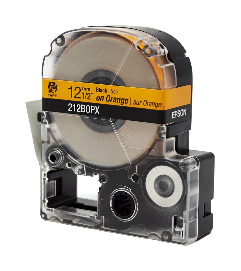 LABELWORKS Epson 212BOPX Genuine PET (Polyester) Tape Cartridge - Black on Orange Label Maker Tape - 1/2" (12MM) Wide, 30' - Image 3