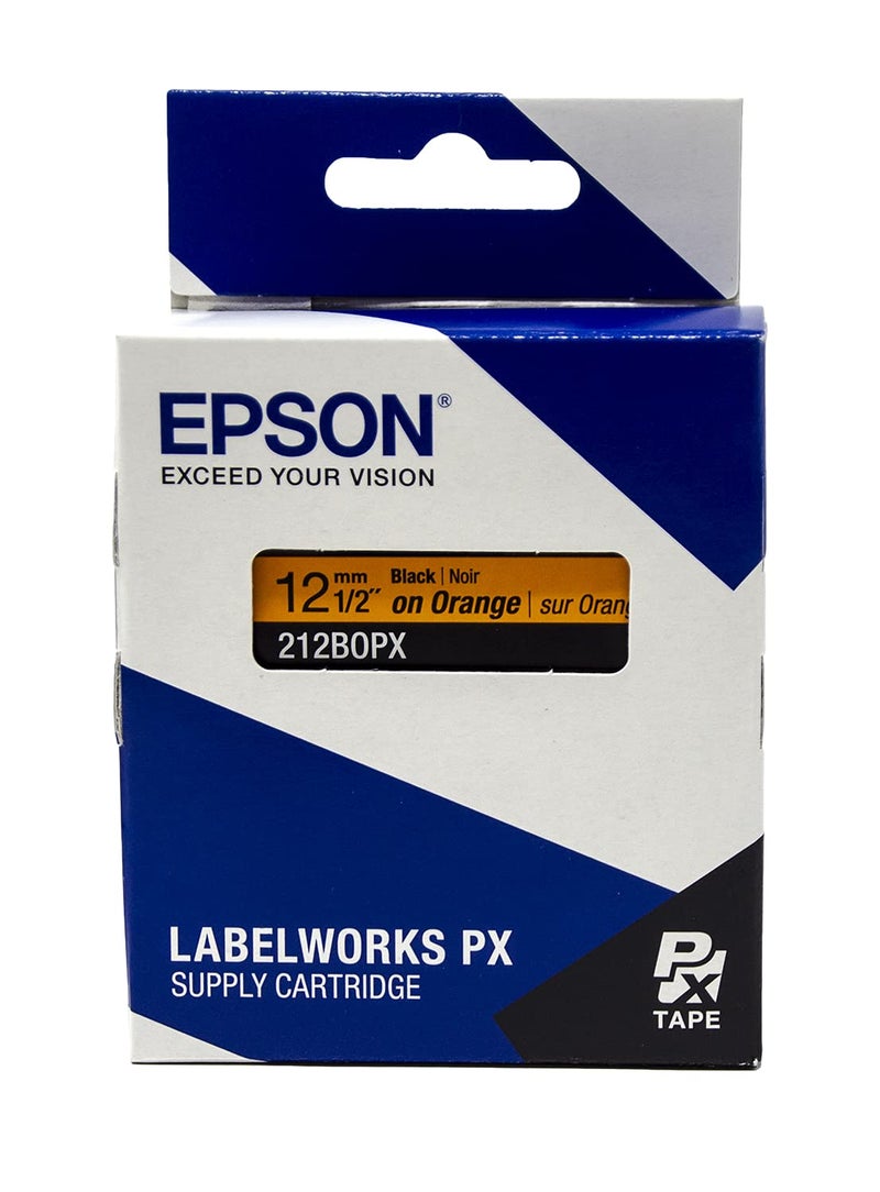 LABELWORKS Epson 212BOPX Genuine PET (Polyester) Tape Cartridge - Black on Orange Label Maker Tape - 1/2" (12MM) Wide, 30' - Image 5