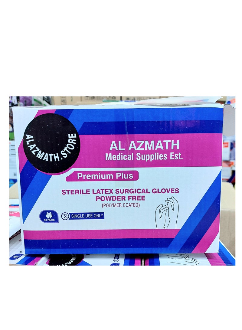 ALAZMATH.STORE Sterile Surgical Latex Powder Free Hand Gloves Size 7.5 - Pack of 50 Pairs - Image 1