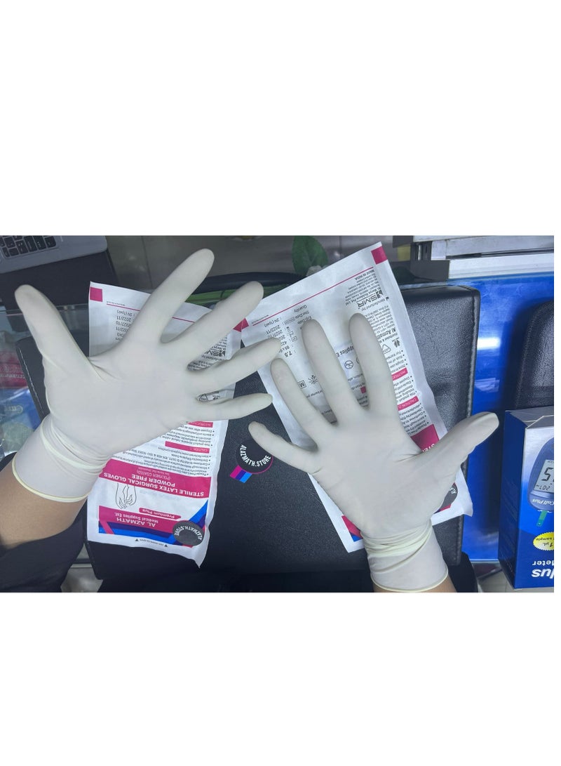 ALAZMATH.STORE Sterile Surgical Latex Powder Free Hand Gloves Size 7.5 - Pack of 50 Pairs - Image 2