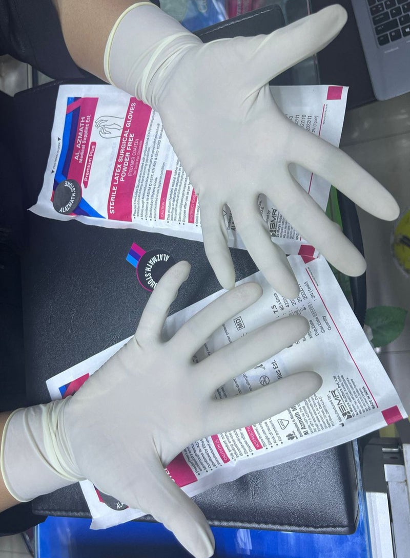 ALAZMATH.STORE Sterile Surgical Latex Powder Free Hand Gloves Size 7.5 - Pack of 50 Pairs - Image 3
