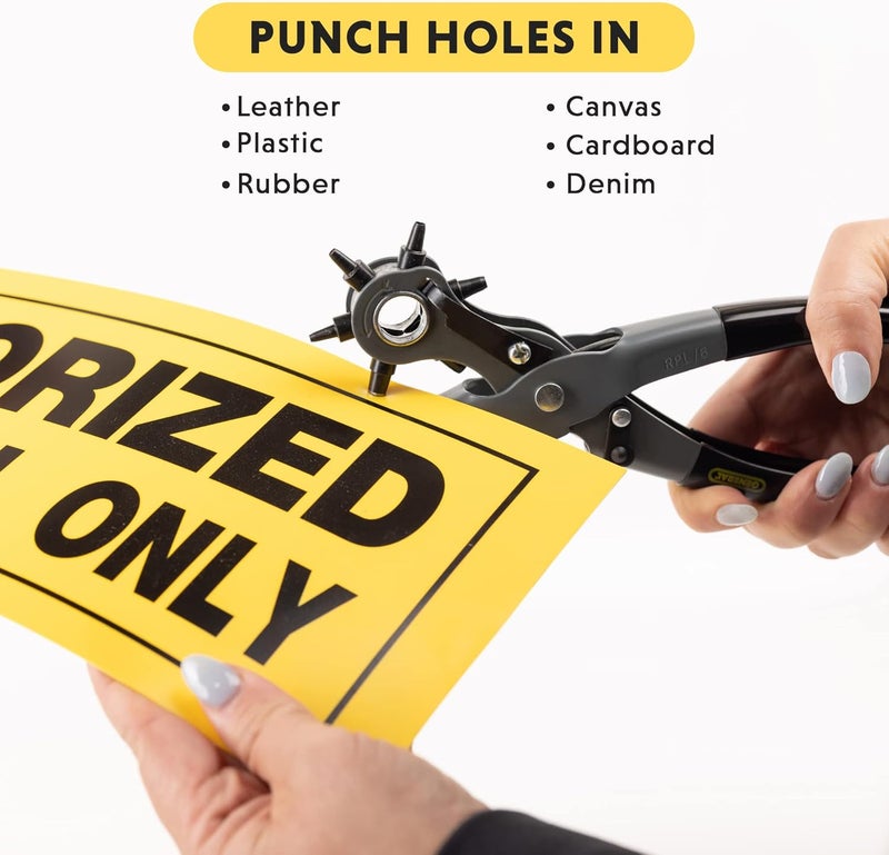 General Tools Leather Hole Punch Tool - 6 Multi-Hole Sizes for Leather, Rubber, & Plastic - Hobbies & Crafts 8.5 inches - Image 3