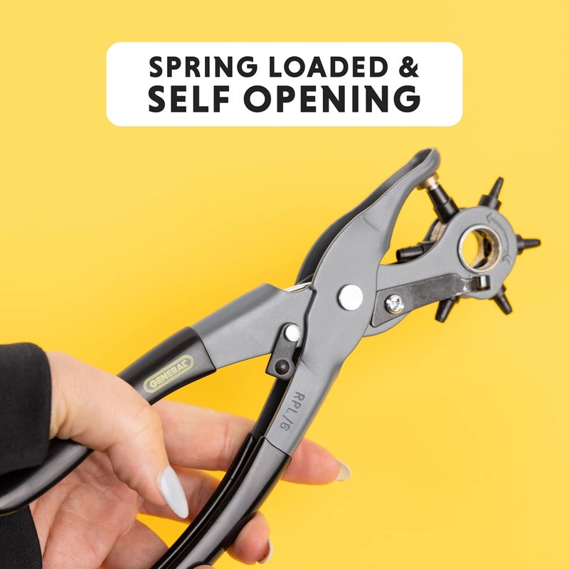 General Tools Leather Hole Punch Tool - 6 Multi-Hole Sizes for Leather, Rubber, & Plastic - Hobbies & Crafts 8.5 inches - Image 4