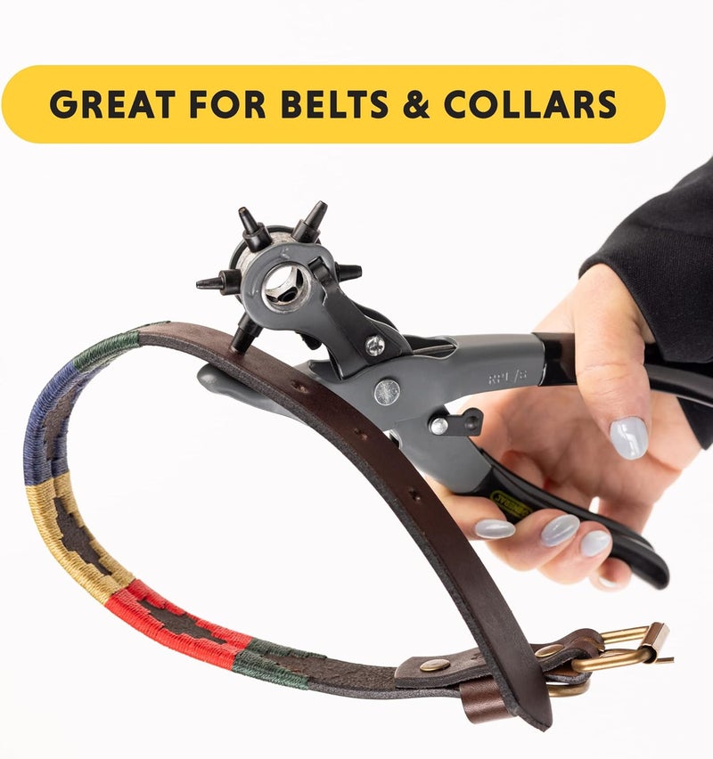 General Tools Leather Hole Punch Tool - 6 Multi-Hole Sizes for Leather, Rubber, & Plastic - Hobbies & Crafts 8.5 inches - Image 1