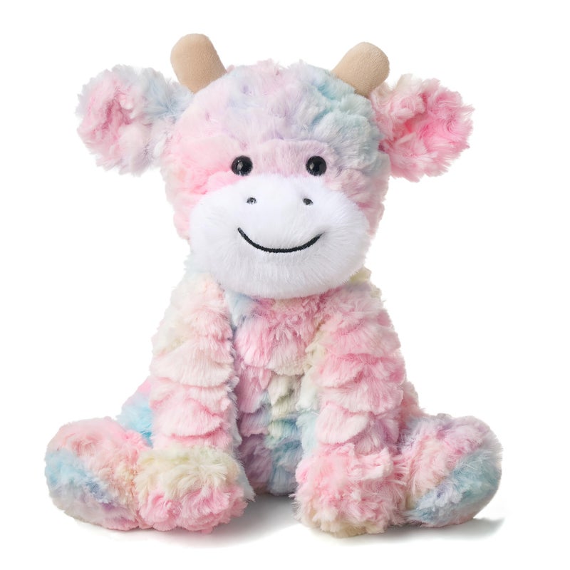 Hopearl Adorable Plush Cow Toy Colorful Floppy Dairy Cattle Soft Stuffed Animal Cute Birthday Gifts for Boys Girls Kids Toddlers Rainbow 9 - Image 2