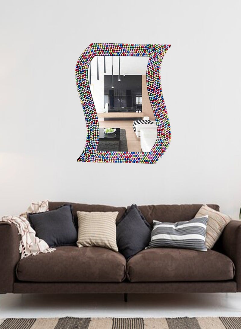 TriBro S-Shape Beautiful Mixed Colour Beads Hadmande Wall Mirror Decorative Wall mirror for Bedroom Livingroom and Hallway Measuring 44.45 x 66.04cmx10mm - Image 2