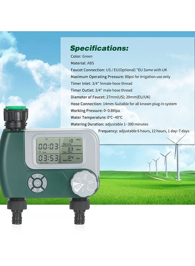 NIBEMINENT Automatic Digital Hose Faucet Timer Green/Black/Silver - Image 5