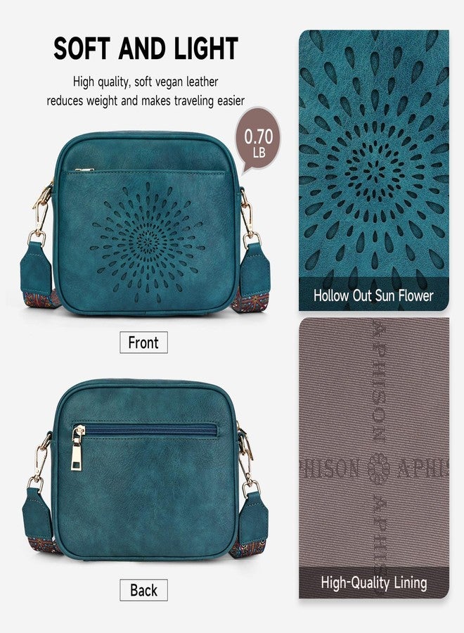 APHISON Crossbody Bags for Women Trendy,Vegan Leather Small Crossbody Purses Shoulder Handbags with Adjustable Strap Peacock Blue - Image 5