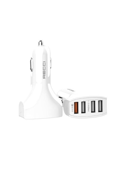 4 Port USB Car Charger 2.4A MAX White-RCC-N03