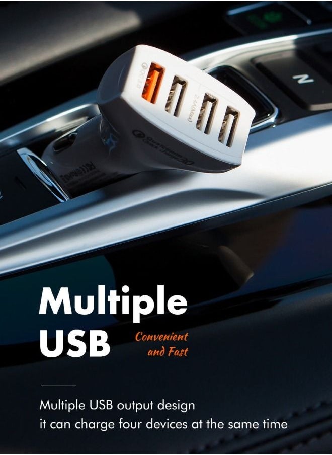Recci - 4 Port USB Car Charger 2.4A MAX White-RCC-N03 - Image 1