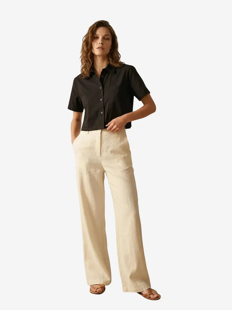 MY FASHION MY FASHION Button-Up Pocket Crop Shirt