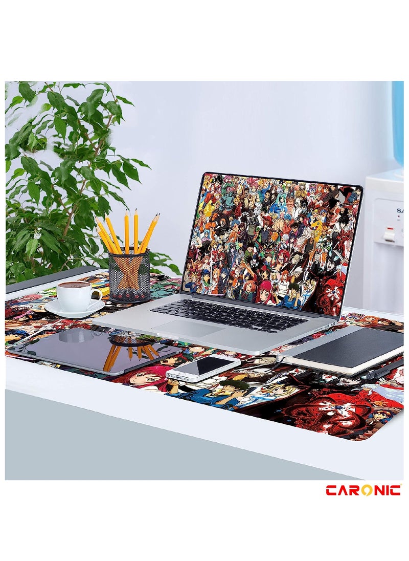 CARONIC Large Gaming Mouse Pad with Superior Micro Weave Cloth Extended Desk Mousepad with Stitched Edges Non-Slip Base Water Resist Keyboard Pad For Gamer And Office Home Anemi 1  - Image 5