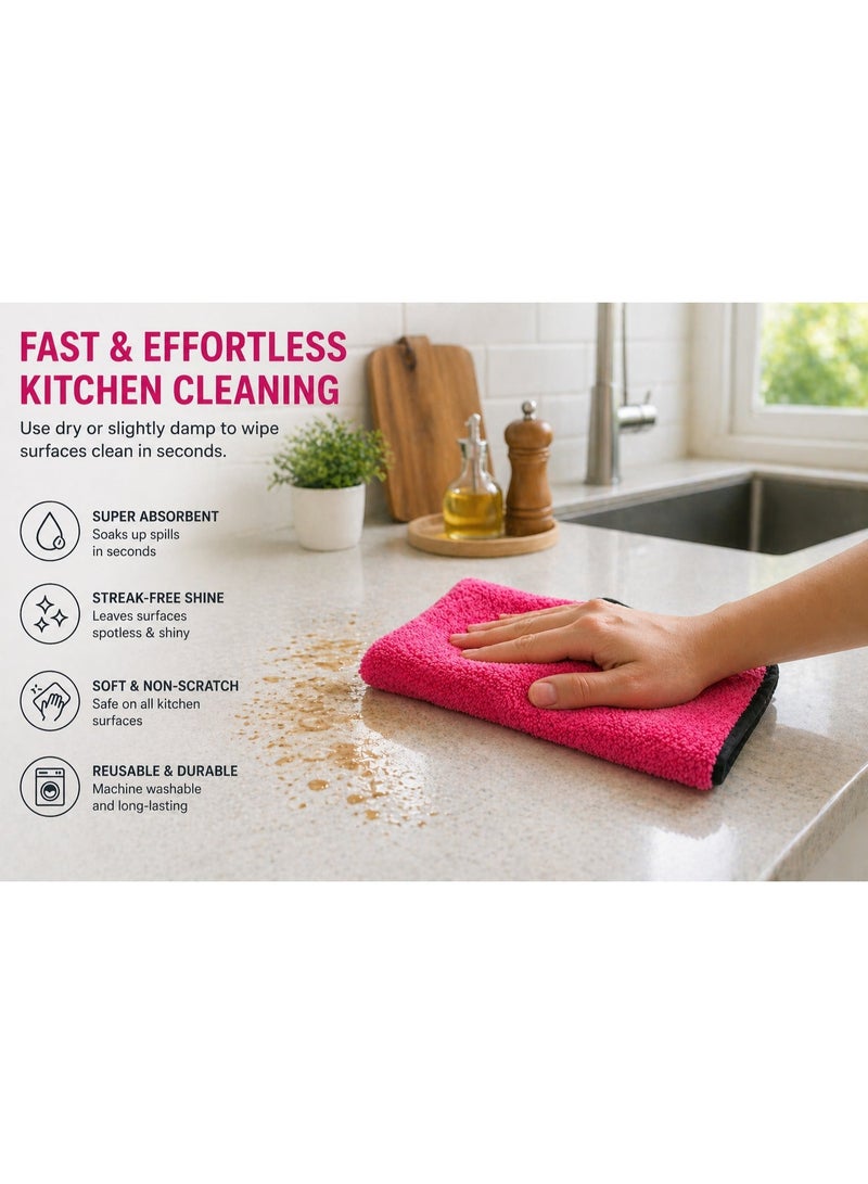 (3 Pcs) Microfiber Car Cleaning Car Towel Microfiber Cleaning Cloth 30x30 cm – Multipurpose Towel for Washing, Drying & Polishing – Lint-Free, Scratch-Free for Car, Home & Morewel 30x30 cm – Double-Sided Lint Free Streak Free Absorbent Cloth for Kitchen, Glass & Screens | Reusable, Scratch-Free Bundle - Image 3
