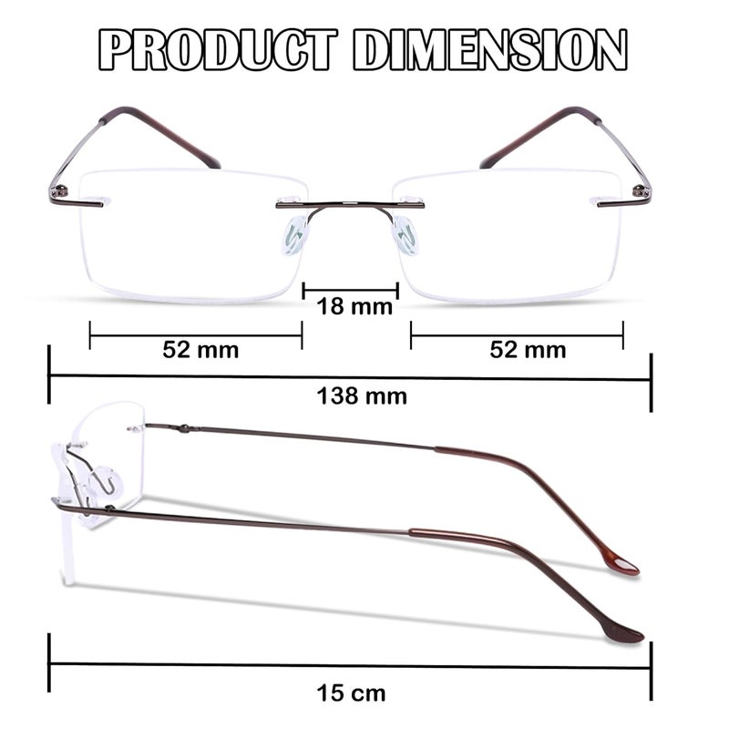 RedEx Rimless Rectangle Frame For Men & Women - Image 2