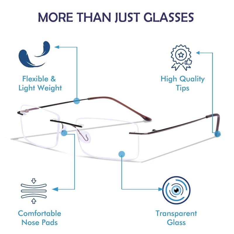 RedEx Rimless Rectangle Frame For Men & Women - Image 3