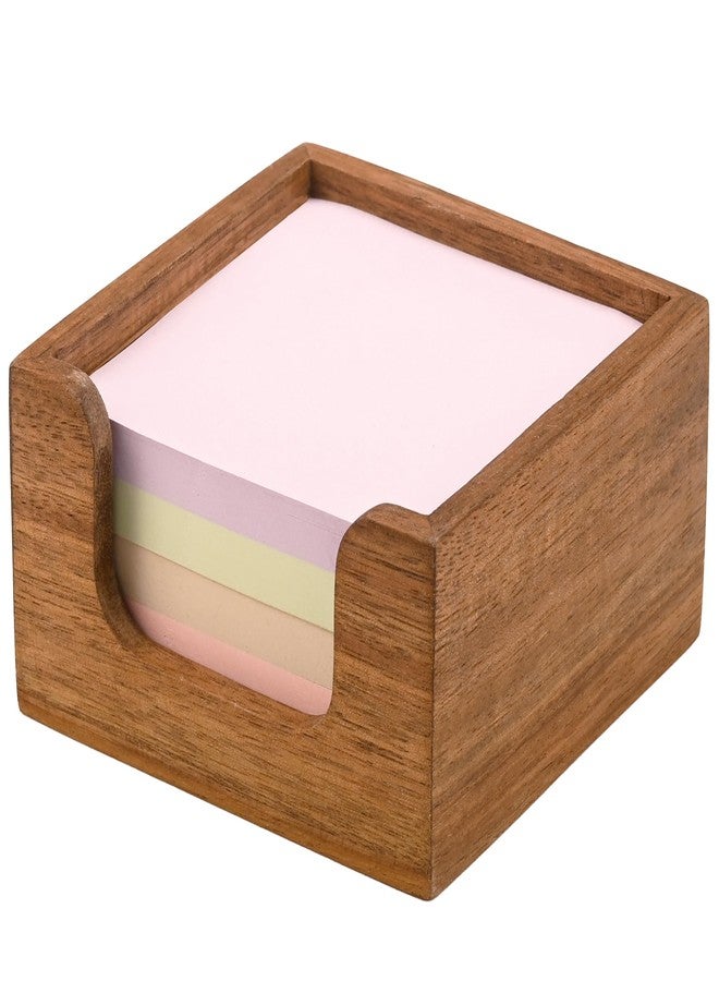 Chicvilla Acacia Wood Sticky Note Holder, 3x3 Post It Note Dispenser with Anti-Slip Pads, Natural Wooden Memo Organizer for Office Home School (3.5“x3.5"x2") - Image 1
