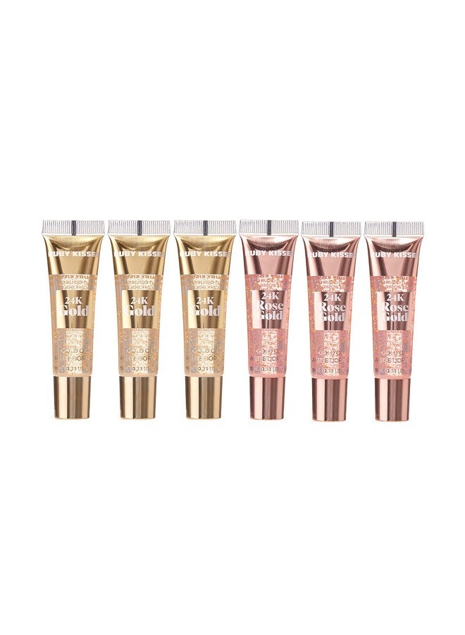 روبي كيسيز ملمع شفاه زيتي من روبي كيسز 24 قيراط ذهبي (6 قطع، ذهبي وذهبي وردي) - Image 1