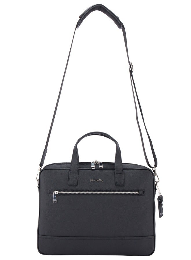 pierre cardin Premium Business Laptop Briefcase 15.6-Inch Laptop Bag Large Capacity Messenger Bag Soft Top Handle Handbag with Long Straps Travel Office Work Black  - Image 2