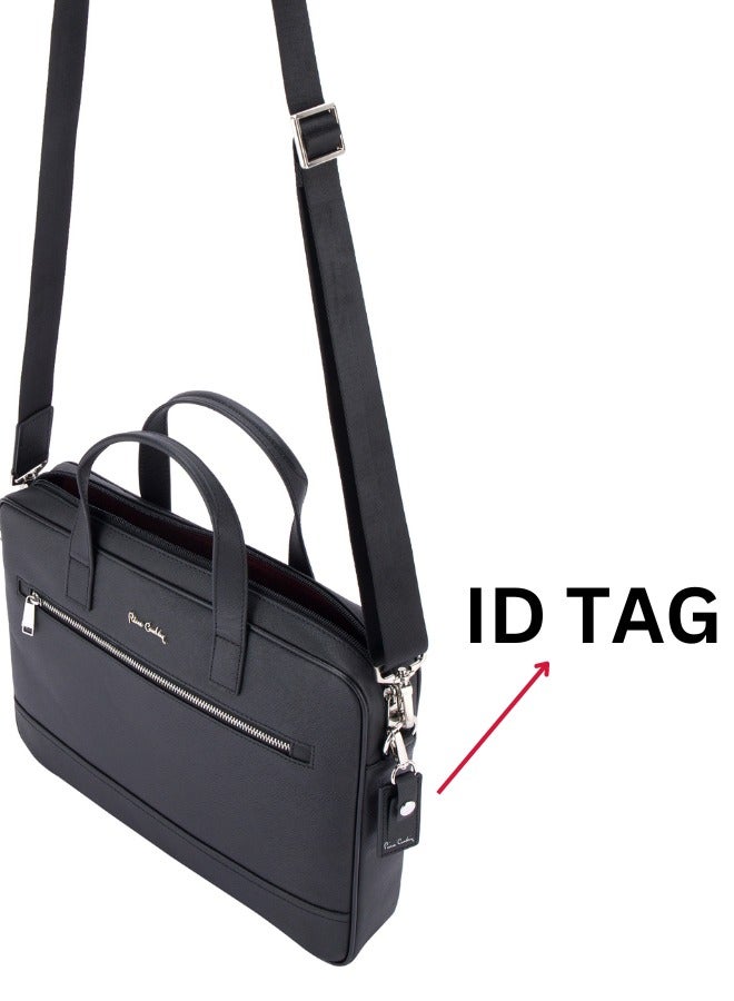 pierre cardin Premium Business Laptop Briefcase 15.6-Inch Laptop Bag Large Capacity Messenger Bag Soft Top Handle Handbag with Long Straps Travel Office Work Black  - Image 5