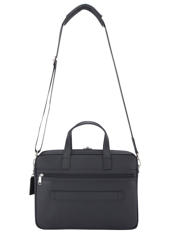 pierre cardin Premium Business Laptop Briefcase 15.6-Inch Laptop Bag Large Capacity Messenger Bag Soft Top Handle Handbag with Long Straps Travel Office Work Black  - Image 3