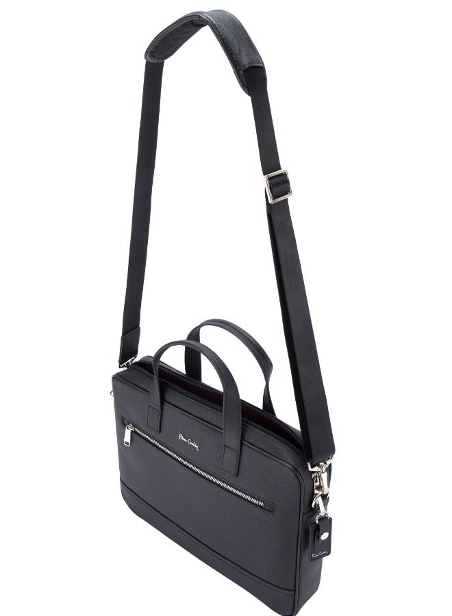 pierre cardin Premium Business Laptop Briefcase 15.6-Inch Laptop Bag Large Capacity Messenger Bag Soft Top Handle Handbag with Long Straps Travel Office Work Black  - Image 4