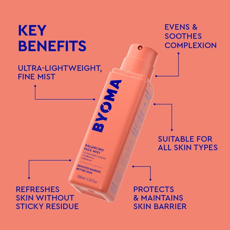 BYOMA Balancing Face Mist - pH Balanced Face Toner with Ceramides, Probiotics & Allantoin - Alcohol Free Toner Spray - Balance, Soothe & Refresh Throughout The Day - 3.38 fl. oz - Image 3
