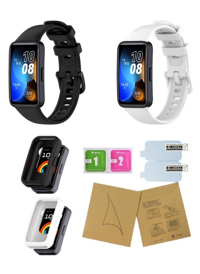 HW 2 Sets Of Huawei Band 8 Band 9 Replacement Straps Including Silicone Protective Case With High-Definition Protective Film  - Image 1