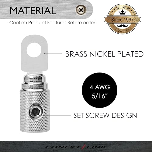 Conext Link RT4N-2 Set Screw Ring Terminal 2 Pack (4 Gauge, Nickel) - Image 2