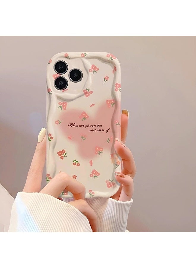 ShebSheb Antique Cream Style Design Phone Case for iPhone 14 Pro Max, Wavy Frame Soft TPU Aesthetic Phone Cover Butterfly pattern and Flowers - Image 1