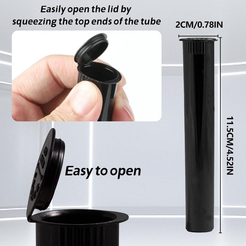 EKIND Airtight Sealing Plastic Container, Squeeze Pop Tops Waterproof Storage Tubes for Cigar & Cigarette (Black, 6Pcs) - Image 2