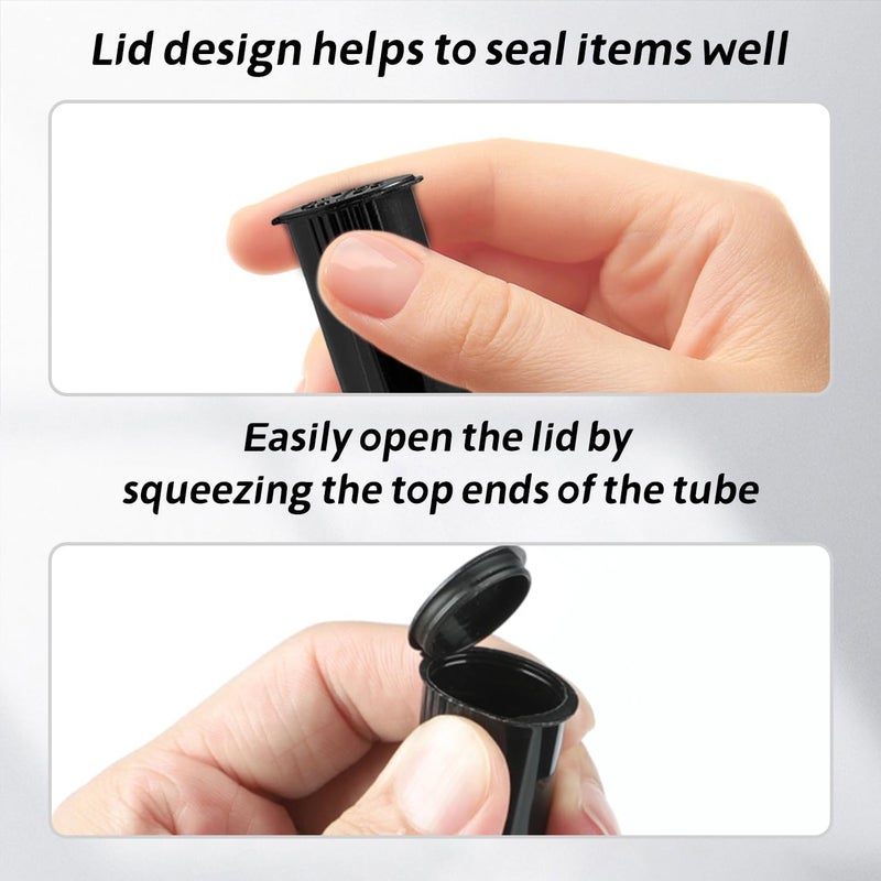 EKIND Airtight Sealing Plastic Container, Squeeze Pop Tops Waterproof Storage Tubes for Cigar & Cigarette (Black, 6Pcs) - Image 3