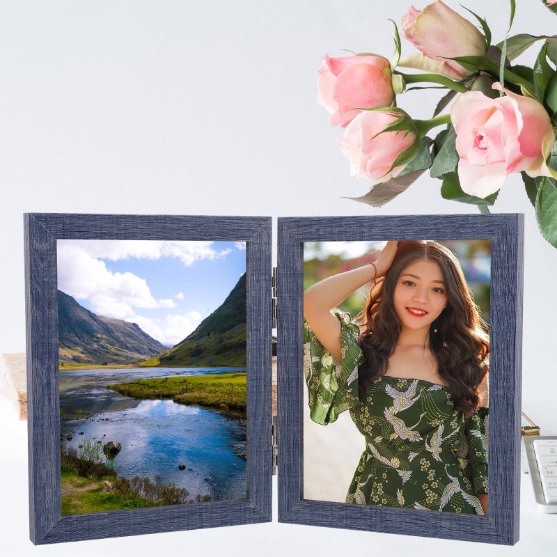 Folding Photo Frame Tabletop Picture Frame Photo Display Frame Double Hinged Picture Frame - Image 4