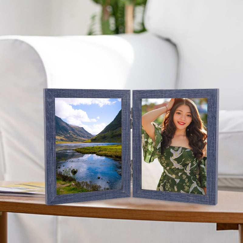 Folding Photo Frame Tabletop Picture Frame Photo Display Frame Double Hinged Picture Frame - Image 5