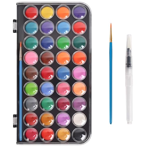 Blablaovy Watercolor Paint, 36 Colors Washable Watercolor Paint Set with a Brush a Refillable Water Brush Pen and Palette, Non-toxic Water Color Paints Sets for Adults Artist Beginner - Image 1