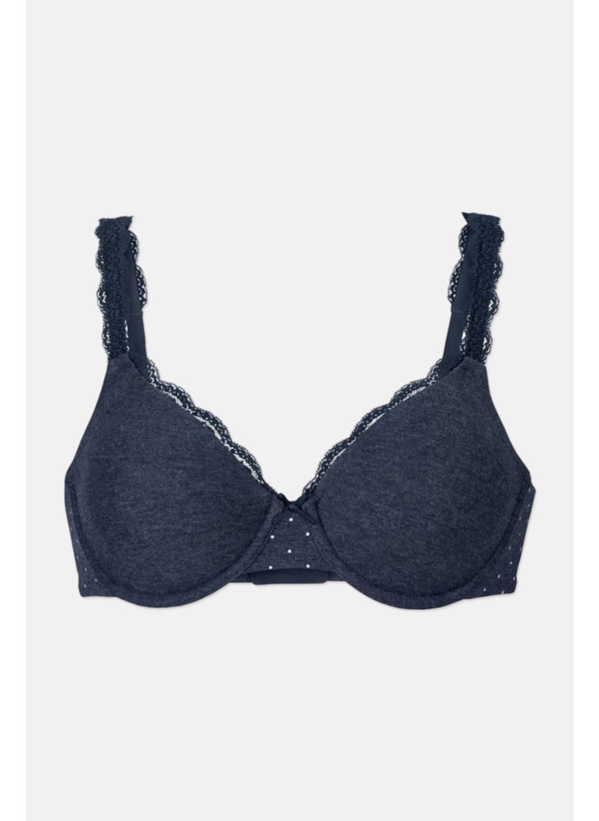 Tchibo Women Underwired Polka Dots Non Padded Bra, Navy  - Image 2