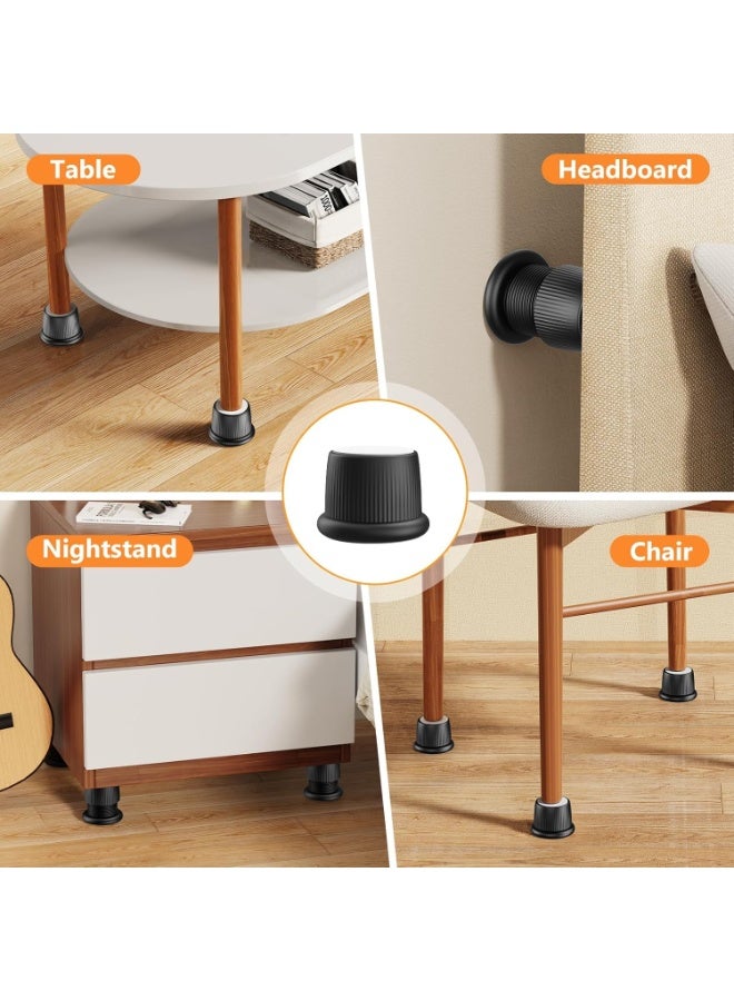NANAO Adjustable Furniture Bed Risers, 1.6-2.6 Furniture Anti-Shake Tools, Self-Adhesive Plastic Anti Slip Round Couch Risers for Bed, Sofa, Desk and Chair Legs, 4 Pcs (Black) - Image 4