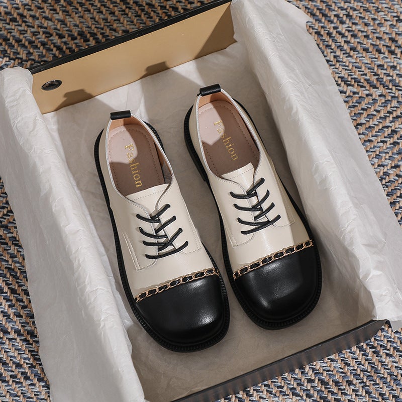 Weiwei Girl 721 Thick-Soled Loafer Shoes Female French Mary Jane Lace With Thick And Soft Soles Small Leather Shoes - Image 2