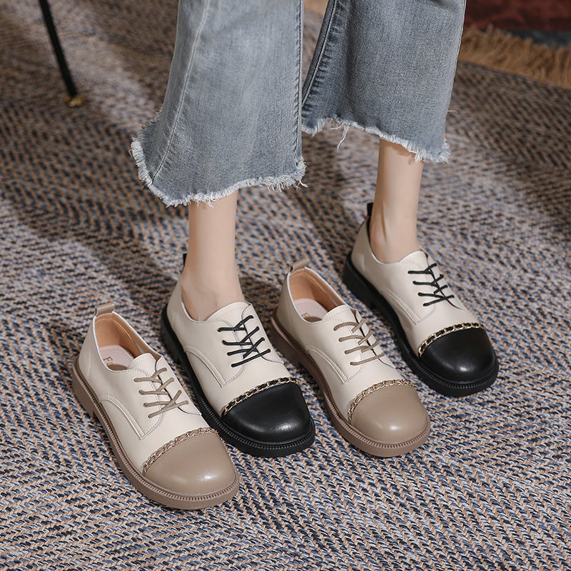 Weiwei Girl 721 Thick-Soled Loafer Shoes Female French Mary Jane Lace With Thick And Soft Soles Small Leather Shoes - Image 5