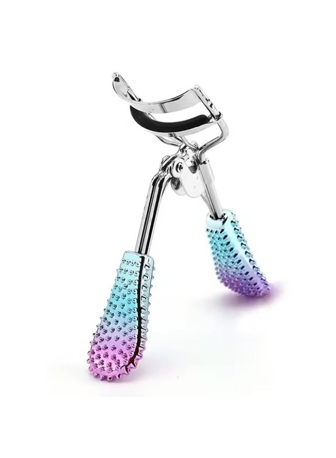 Professional Stainless Steel Eyelash Curler with Silicone Pad, Pink-Blue - Image 4