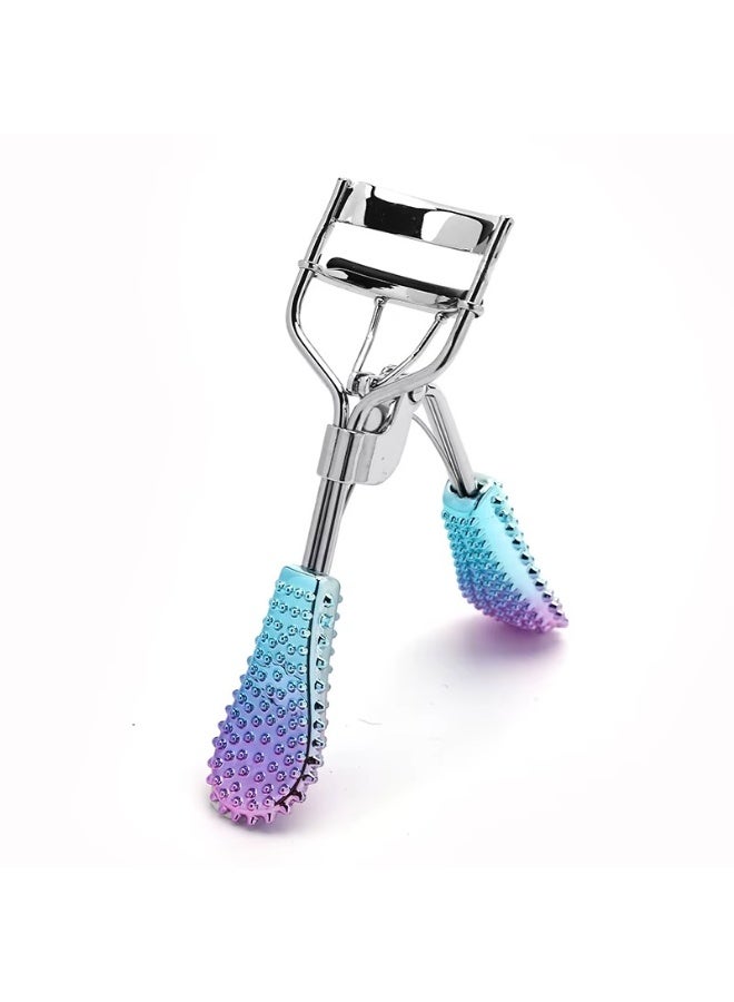 Professional Stainless Steel Eyelash Curler with Silicone Pad, Pink-Blue - Image 1