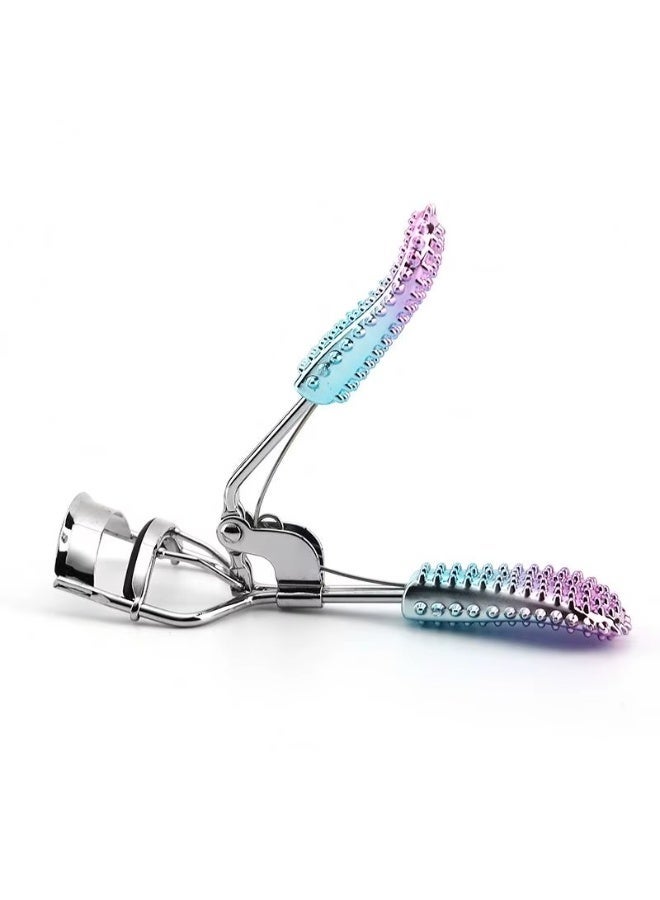 Professional Stainless Steel Eyelash Curler with Silicone Pad, Pink-Blue - Image 3