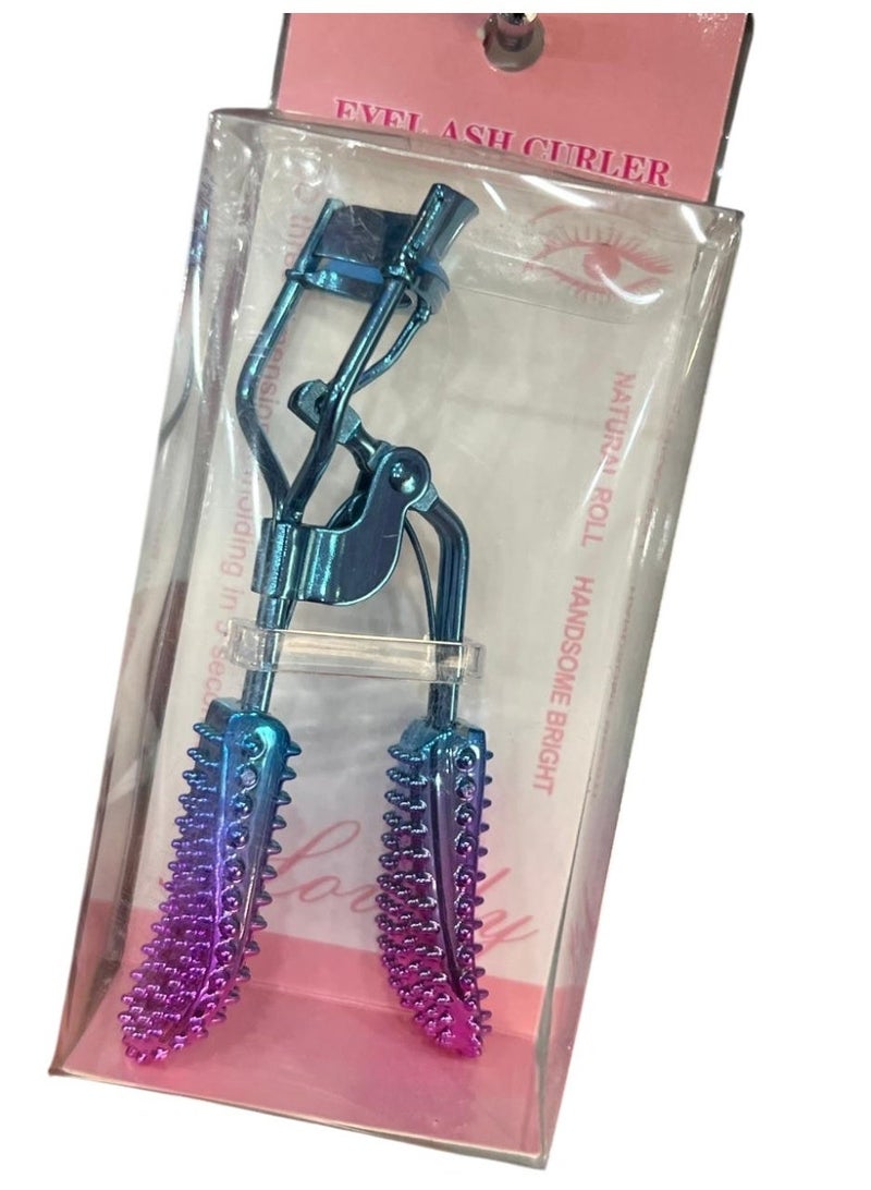 Professional Stainless Steel Eyelash Curler with Silicone Pad, Pink-Blue - Image 2