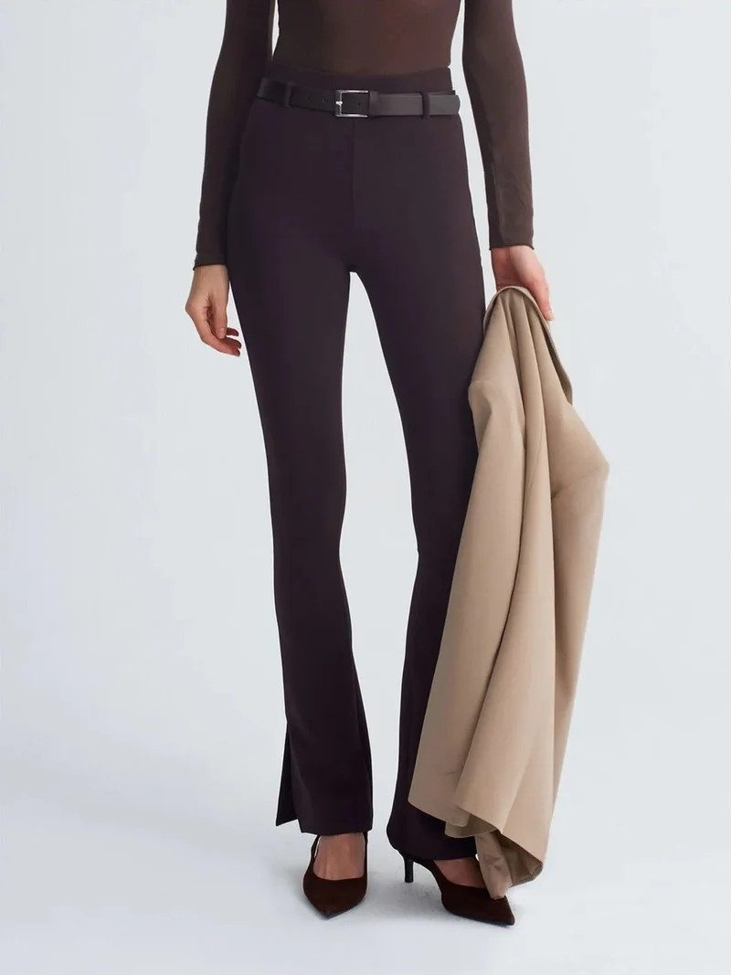Dilvin DILVIN Belted Skinny Flare Pants